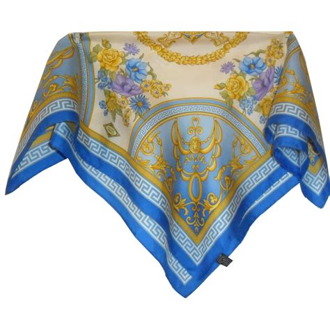 versace silk long scarf blue|versace silk scarf new.